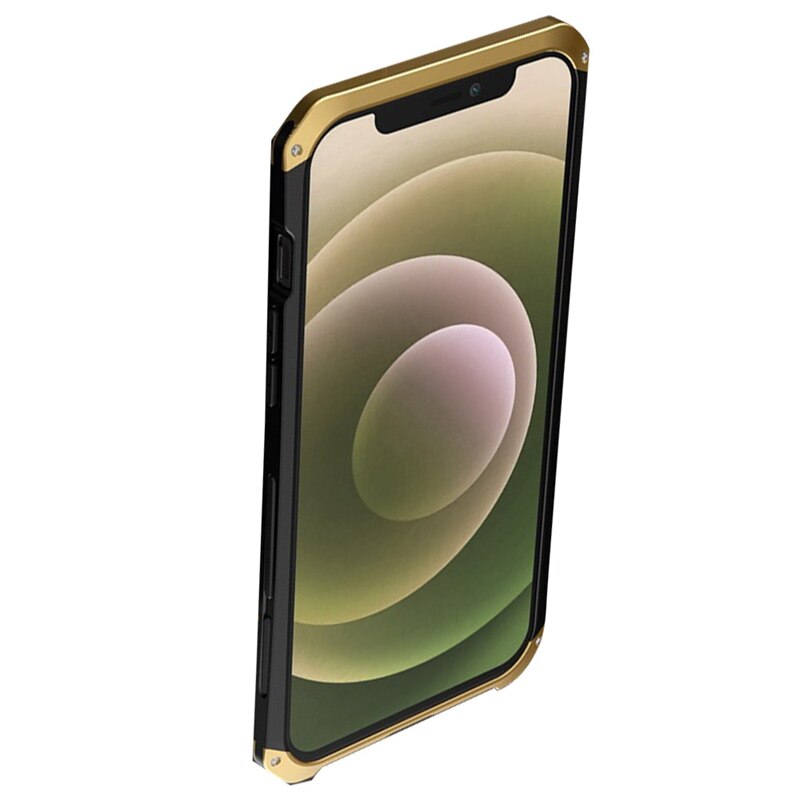 Phone Case for Apple iPhone 12 Pro - Metal Frame, 3-Section Design, Protective Shell: Black Gold