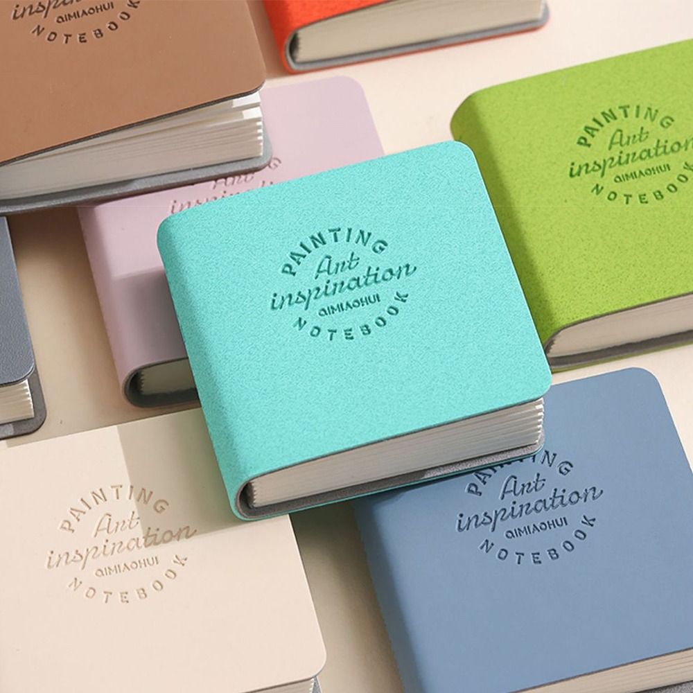 3 stuks dik tekenpapier, mini tekenboekje, compact schetsboekje met pu-leren omslag, ongelijnd blanco papier