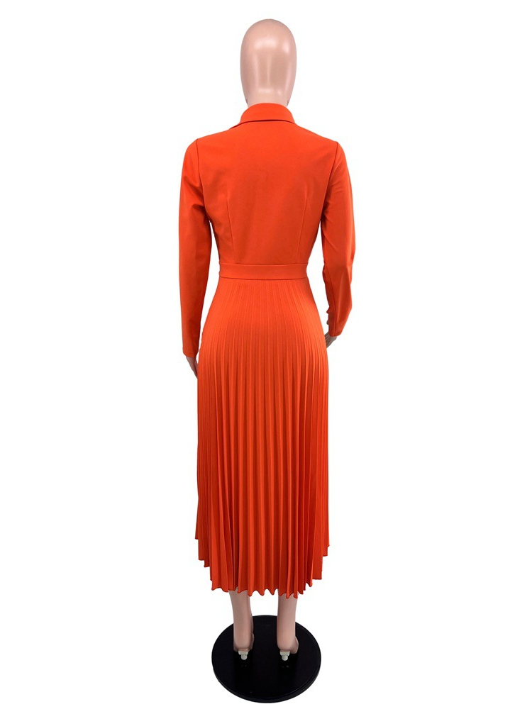Vestidos plisados elegantes para mujer, vestido de oficina con cuello con muescas, botones de manga larga, corte imperio, informal, novedad de otoño