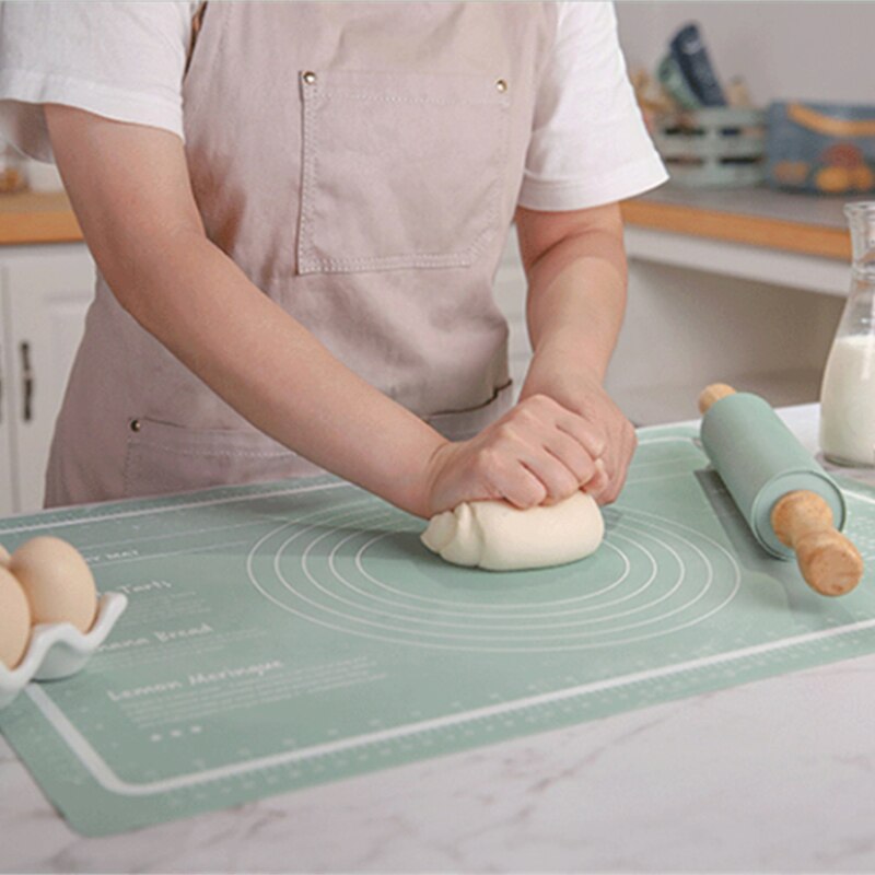 Siliconen Gebak Mat 3 Stuks Gebak Mat Met Meting Rolling Pin Cutter Teller Mat Rolling Bakken Mat Deeg Cookies Mat