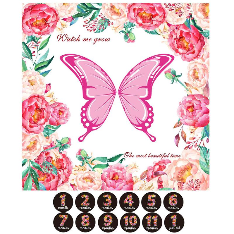 1 Set Baby Milestone Deken Maandelijkse Sticker Fotografie Prop Achtergrond Dekens Jongen Meisje Foto Accessoires