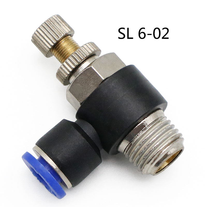 Pneumatischer Geschwindigkeitsdurchflussregler, 8 mm, 6 mm, 10 mm, 12 mm Außendurchmesser, Schlauchrohr, 1/4 Zoll BSP, 1/8 Zoll, 3/8 Zoll, 1/2 Zoll männliches Gas-Luftstrom-Endventil, Schnellmontage: Lila
