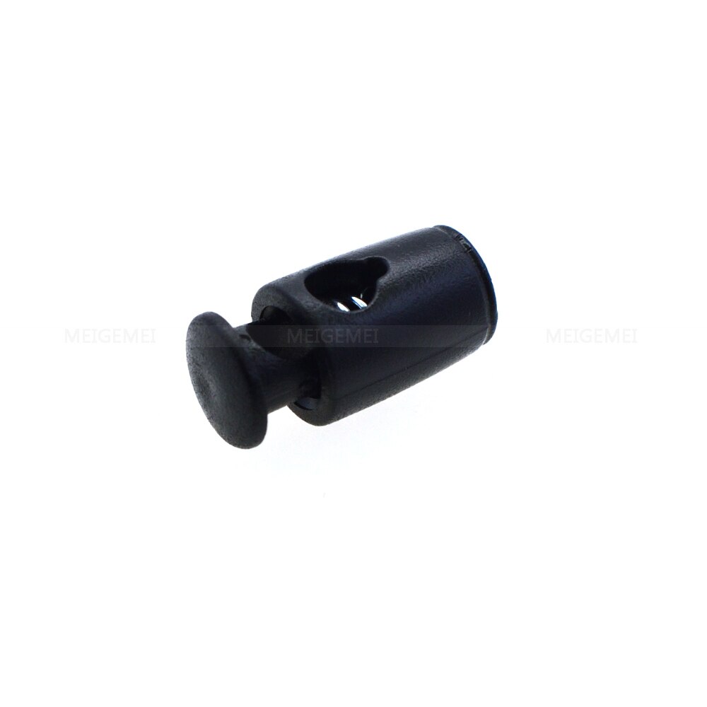 100 stks/pak Cord Lock Stopper Cilinderhuis Plastic Black Toggle Clip Voor Kledingstuk Accessoires/Tassen/Schoen Kant
