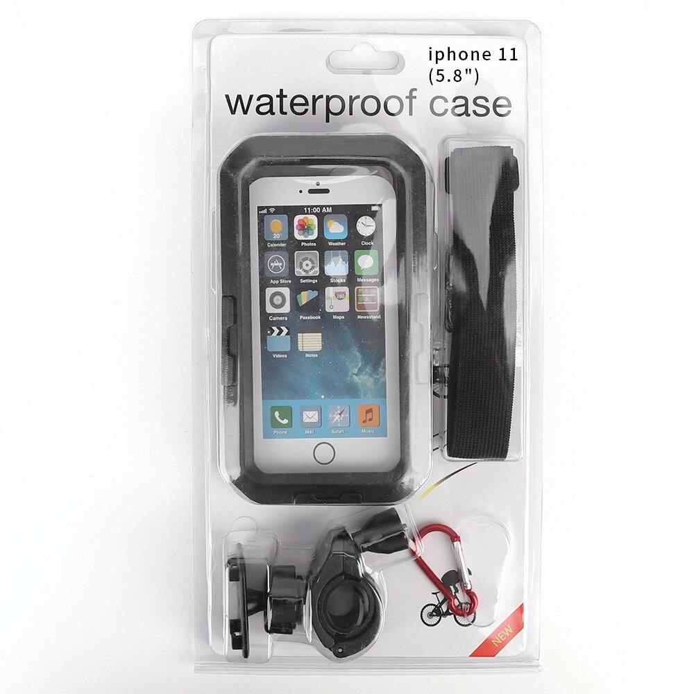 Vandtæt telefon taske cykel telefon holder universal mobiltelefon holder cykel styr clip stand gps monteringsbeslag: Iphone 11(5.8)