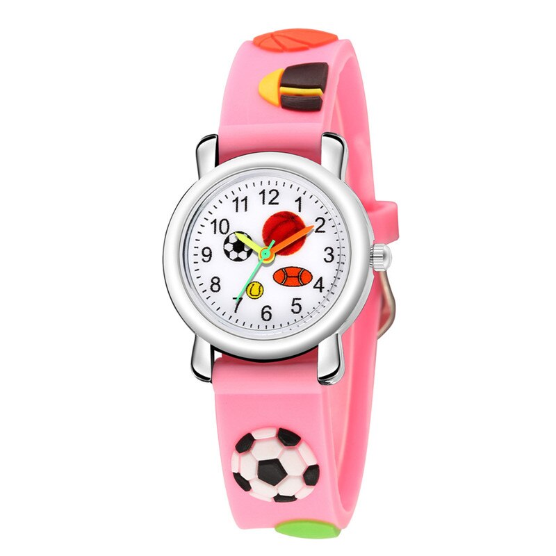 Kinderen Horloges 3D Relief Trend Mode Sport Kinderen Voetbal Patroon Quartz Horloge Voor Kerst Kinderen Dag: Pink 