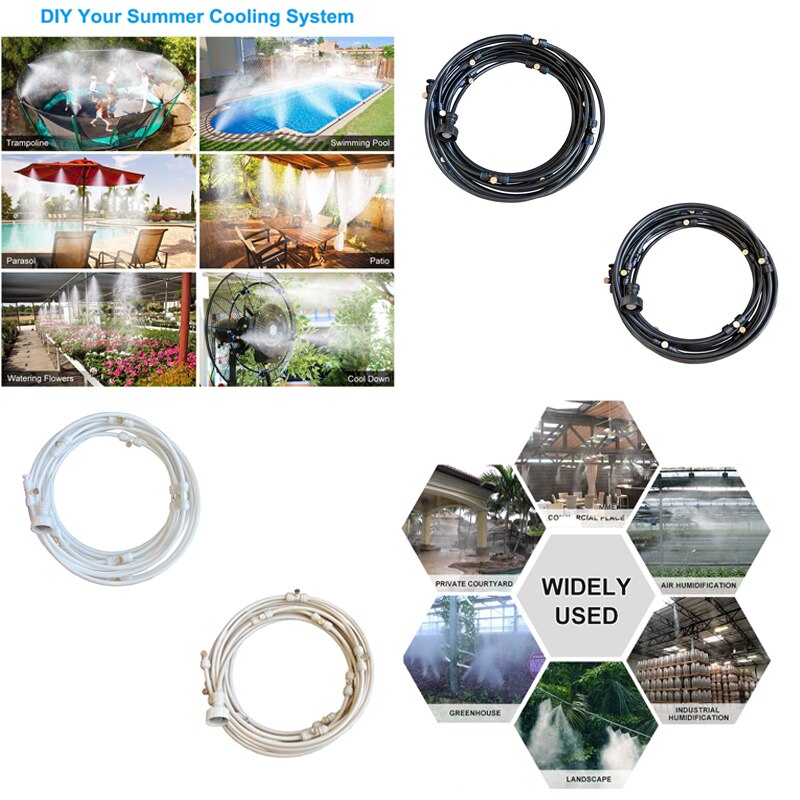 6/9/12/15/18m Outdoor Cooling Patio Misting System Fan Cooler Water Mist Gardenhouse Spray Fog Misting System