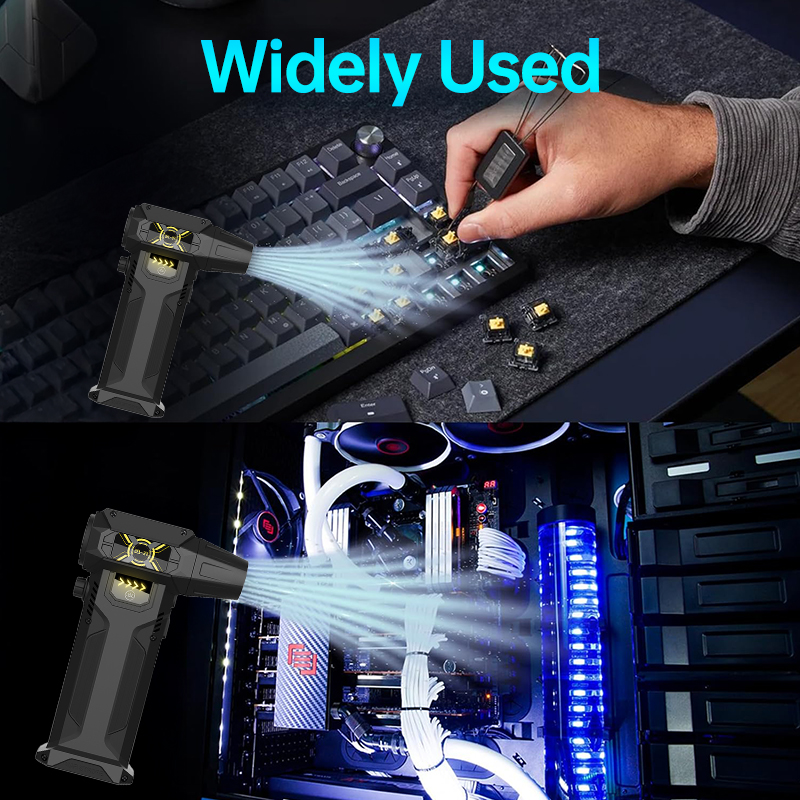 200000 Souffleur d'air électrique RPM, ventilateur turborétique, moteur sans balais, ventilateur puissant à grande vitesse, chargement USB, collecteur de poussière puissant