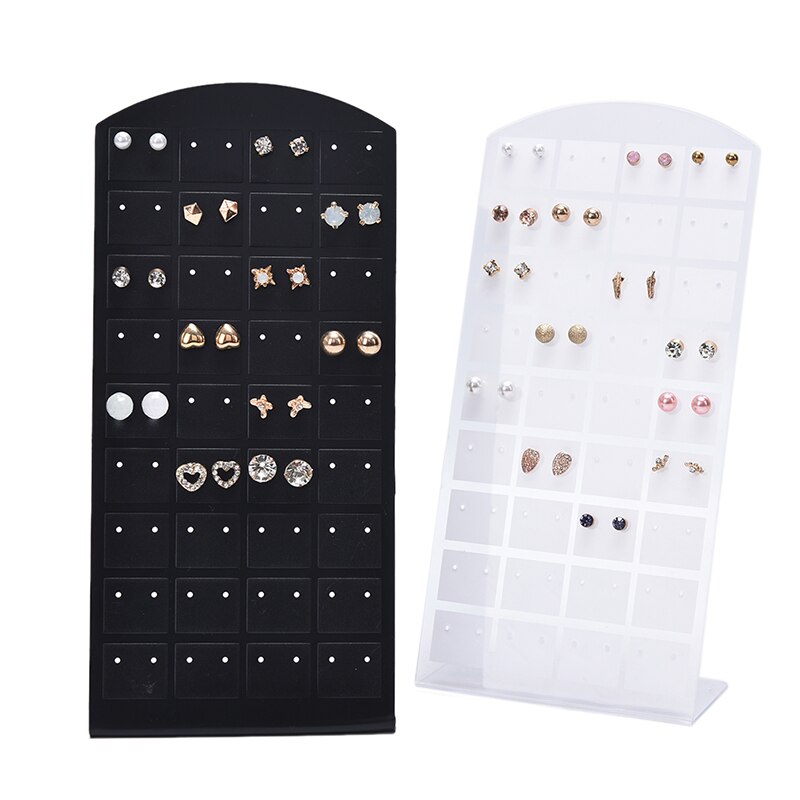 Soporte de Metal para pendientes, Exhibidor de joyas de plástico con 72 agujeros, sencillo, organizador para collares