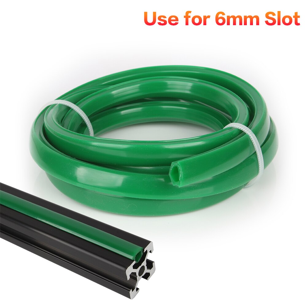 3DSWAY 3D Printer Parts Aluminum Profile 6mm Slot PVC Plastic Soft Cover CNC Flat Seal Glue Strip for Ender 3 CR10: 4 Meter / Green