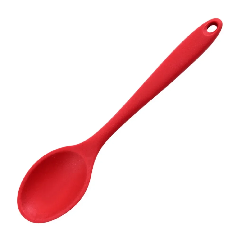 Silicone Spoon Food Grade Long-handled Kitchen Soup Spoon Mixing Spoons High Temperature Resistant for Cooking: Brown