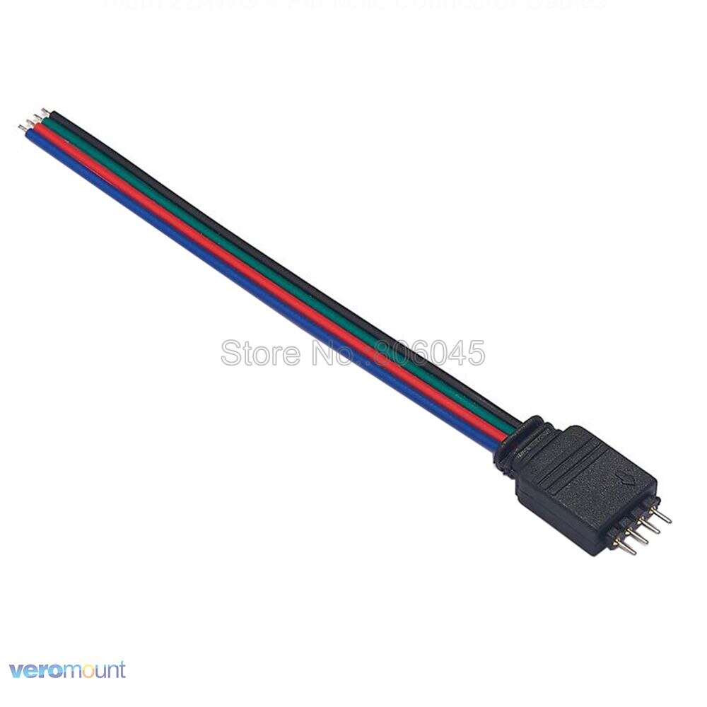 10 st/lot 4 pin 4- pin hona & hane rgb kontakt 10cm kabel tråd kontakt för smd 3528 5050 rgb led strip lampor