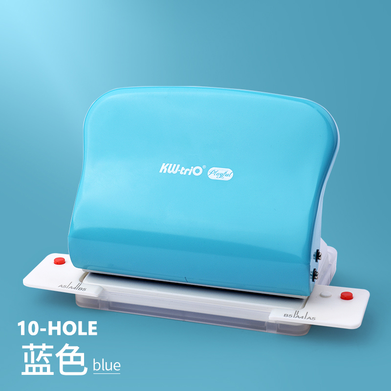 KW-trio 10-Hole Paper Punch Handheld Metal Hole Puncher Capacity 10sheet for A4 A5 B5 for Notebook Scrapbook Diary Binding 99H5: Blue 10hole