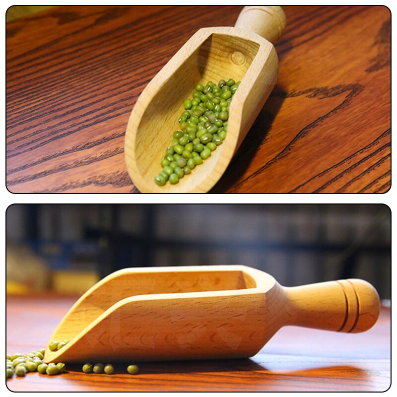 1/3 stk mini tre skjeer diy små skjeer bad salt skje lang håndtak godteri mel skje for badesalt kjøkkenutstyr