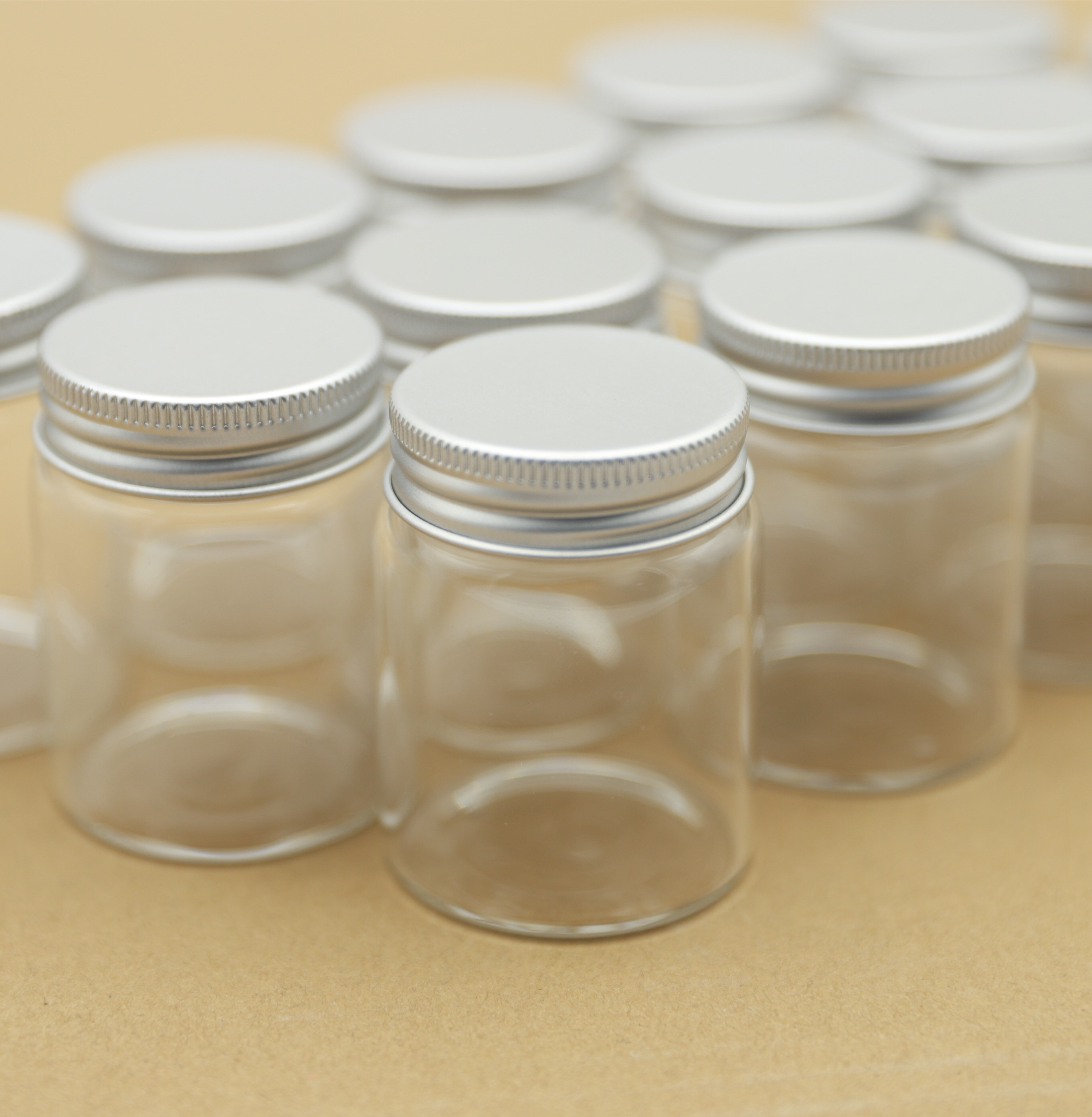 12pcs 47*60mm 60ml small Glass Bottle jars Silver Screw Cap mini Jars DIY Craft Transparent jars empty Vial bottles