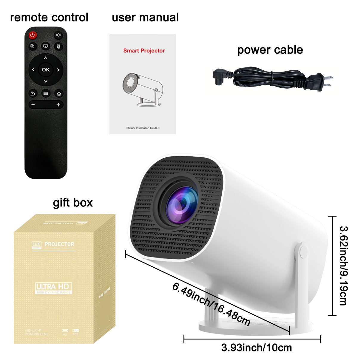 Mini Projector with WiFi & Bluetooth, 4K Support, Android System, Portable for Home Theater, Business, Gaming: Color3