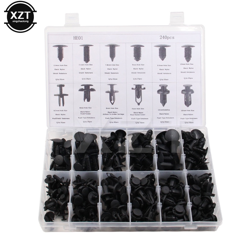 240pcs Plastic Rivets Fastener for Fender Bumper Push Screw Pin Clips Kit Set For Honda/Chevrolet/Acura/GOLF/Ford/Toyota