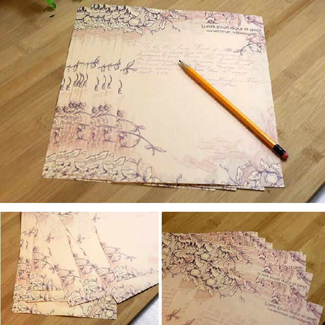 Papel de escritura Floral Vintage para escritura a mano, de flores surtidas, papel decorativo, Papel Kraft imprimible, 5 uds.: Rattan
