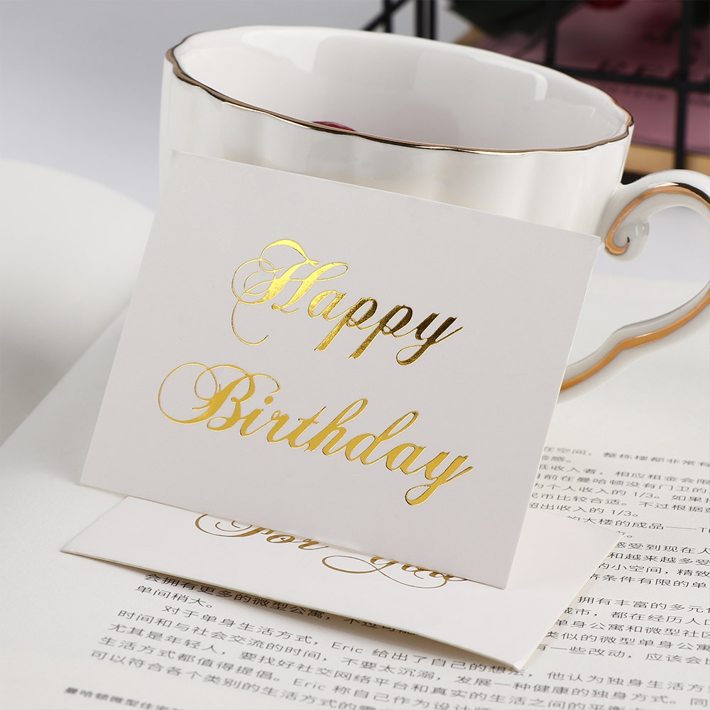 100 Pcs Mini Ouro Em Relevo Cartão de agradecimento Dos Namorados Feliz Aniversário Carta Cartões Do Convite Do Casamento da Festa de Natal