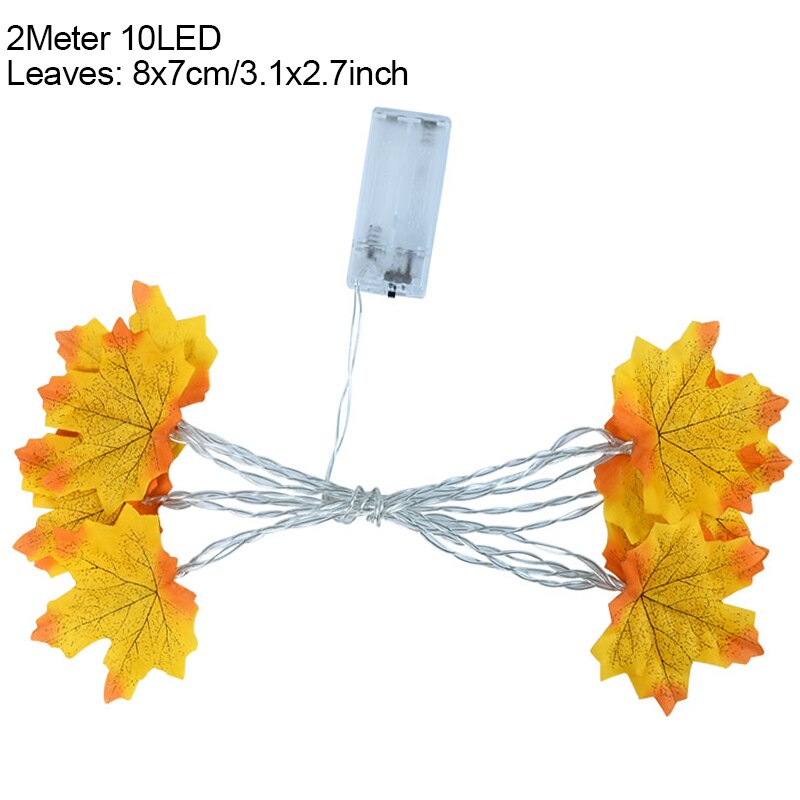 Guirnalda de Hojas de arce artificiales de otoño, decoración de guirnaldas de luces Led para Navidad, Acción de Gracias, decoración para fiestas para montar Halloween, 2M, 10Led: Style2