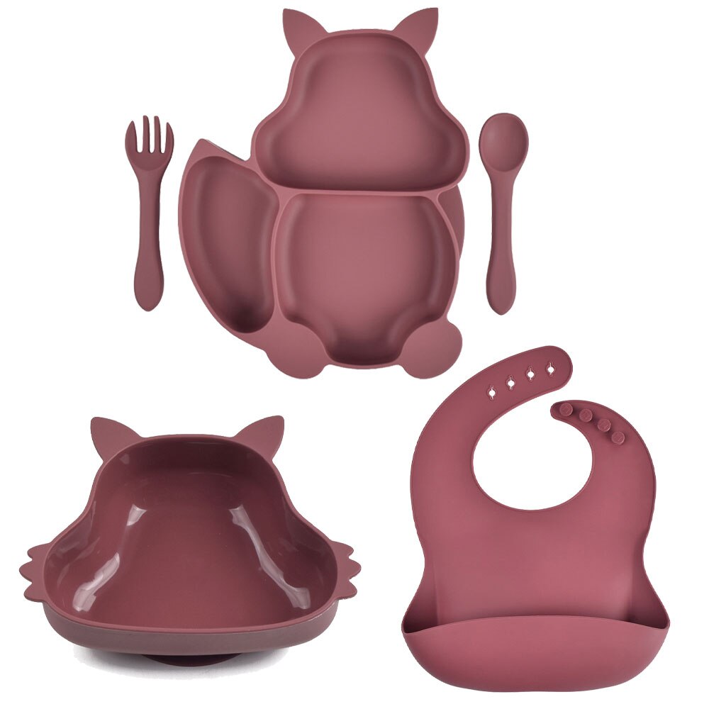Juego de vajilla de silicona para bebé, platos de grado alimenticio, forma de Animal, plato para niños, sin BPA, antideslizante, 5 unids/set: Y16