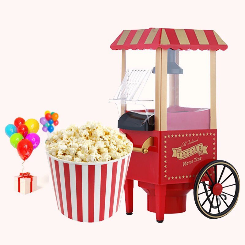 Popcorn maskine lille mini elektrisk karneval popcorn maker 1200w majsfremstillingsmaskine til husholdnings diy majspopper eu-stik
