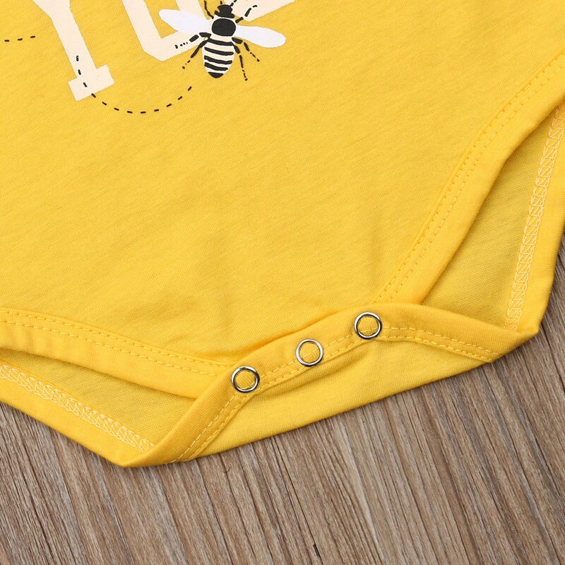 Pudcoco schattige babyjongen, meisjes, korte mouwen, bijenpakje, gele jumpsuit, babypakje, outfit, kleding 0-18m