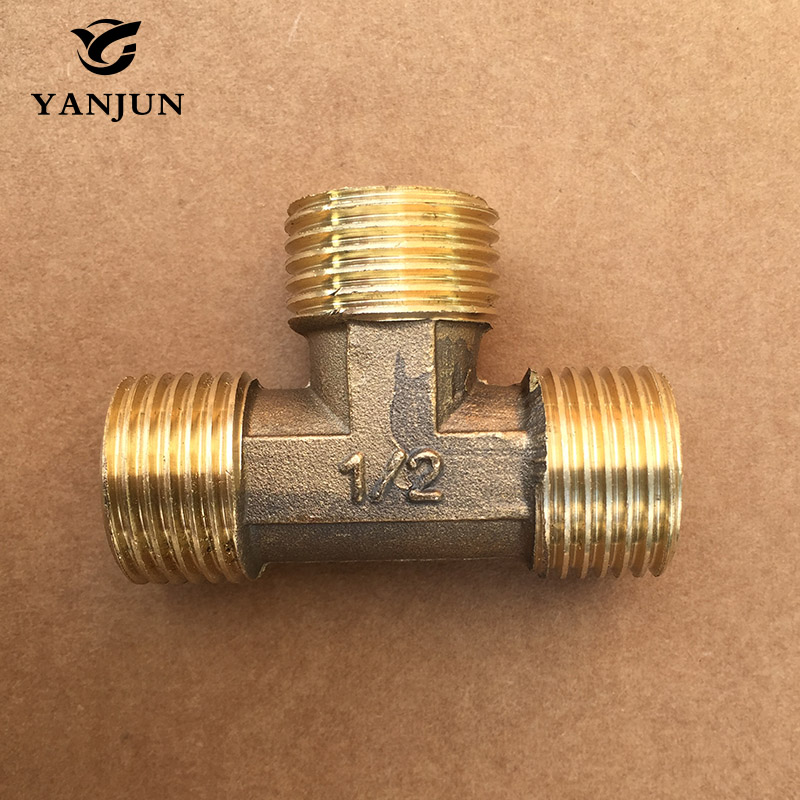 Tee 3 Way Brass steel Pipe fitting Connector 1/2" BSP male x 1/2" BSP male x 1/2" BSPmale