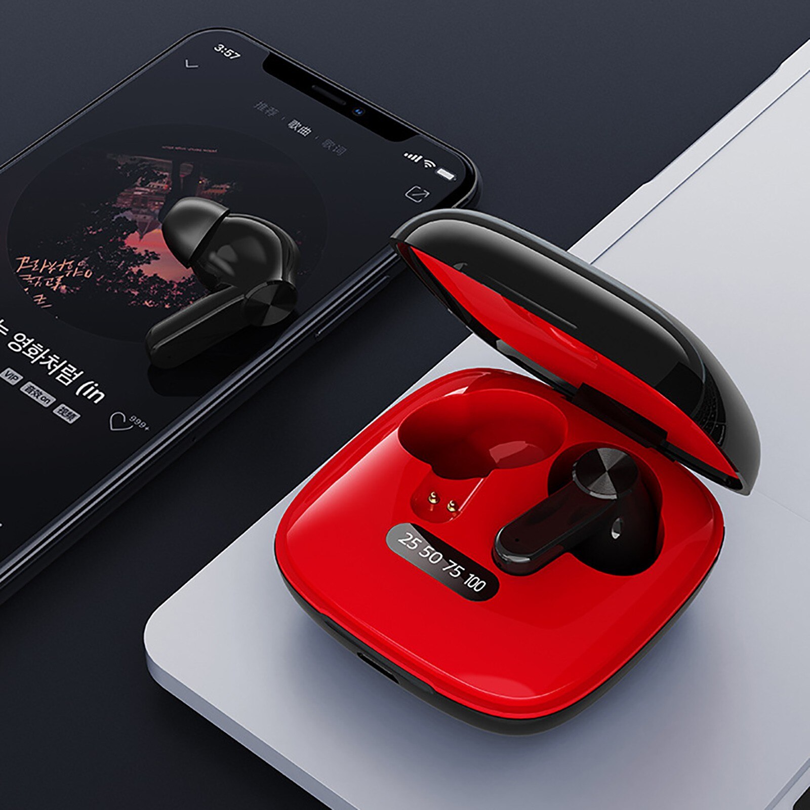 Bluetooth Draadloze Hoofdtelefoon Met Mic Sport Waterdichte Digitale Display Bluetooth Oortelefoon Touch Control Draadloze Headsets 26