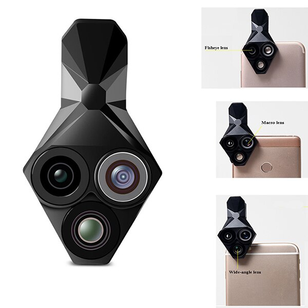 For iPhone XS Max Dual Camera Lens 6 in 1 Fisheye Wide Angle Macro Lens For iPhone XS XR Xs Max Telescope Zoom Lenses + Case: 3 in 1 universal