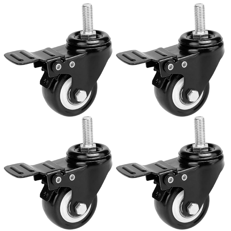 4 stk 50mm 2 " transporthjul svingbare hjul møbelhjul strandhjul svingbare hjul tunge hjul med bremsebelastning