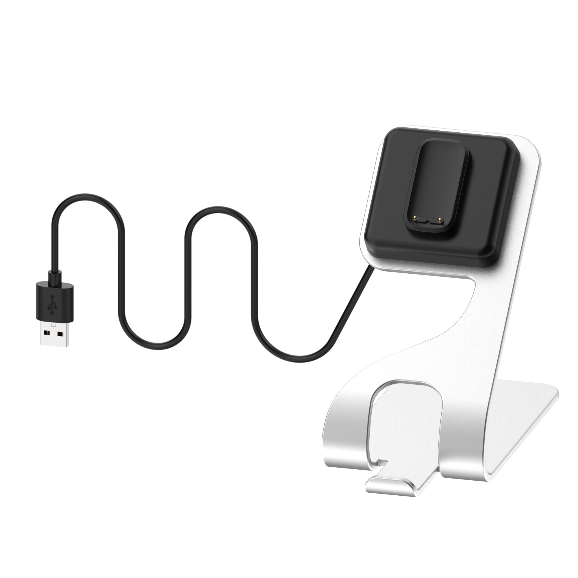 Oplader dock til fitbit charge 5 ladekabel holder base til fitbit luxe usb magnetisk trådløs adapter ur tilbehør: Sølv / Til fitbit-opladning 5