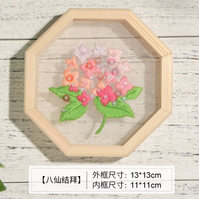Organza Flower Embroidery Kits Plant Handmade Needlework Hoop Cross Stitching for Beginner with Frame Art Craft Home Decor: C