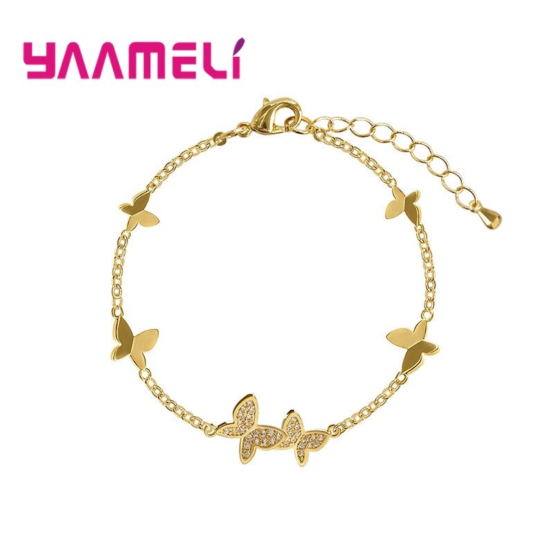 Winziges, trendiges Armbinde mit schmetterlingsanhänger aus zirkonia-kristallen für damen und mädchen, süßes geburtstagsgeschenk, verstellbarer tierschmuck