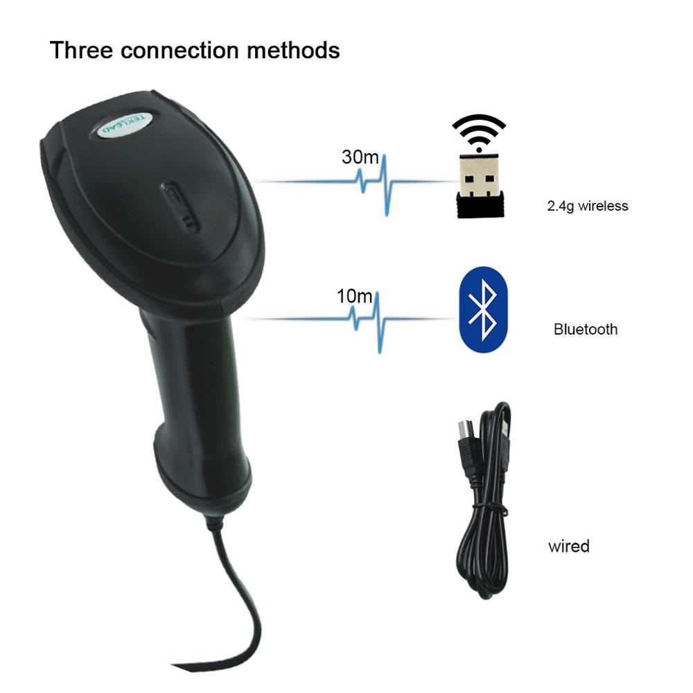 Scanner de código de barras de alta resolução usb 2d qr upc code39 leitor código inventário 3 modo conexão 2.4g & bluetooth