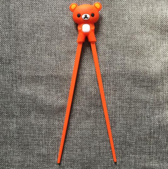 Palillos de entrenamiento y aprendizaje para niños, oso, Panda, gato, multicolor, palillo chino, para principiantes, 1 par: Orange