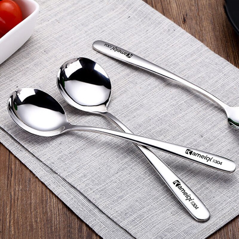 304 stainless steel spoon spoon, round head, long ... – Vicedeal