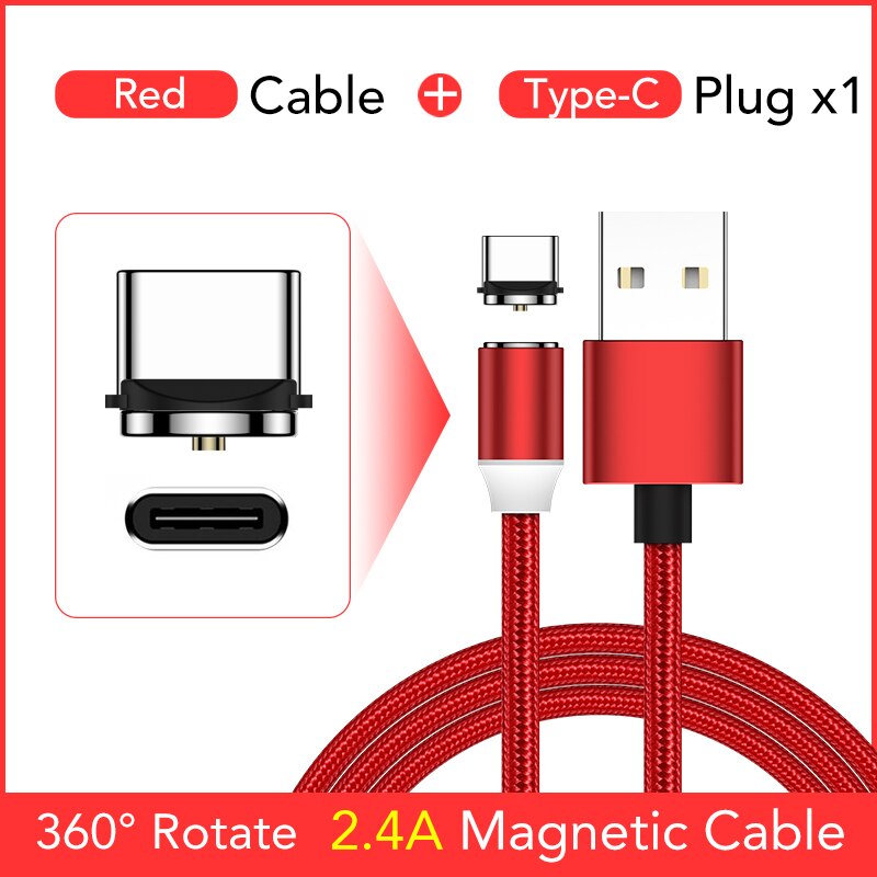 WJOY Magnetic Fast Charging Cable Micro USB Type C Magnet Charger for iPhone 11 pro X XS XR Xiaomi Huawei Samsung Mobile Phone: Red Cable Add C Plug / 2M Cable