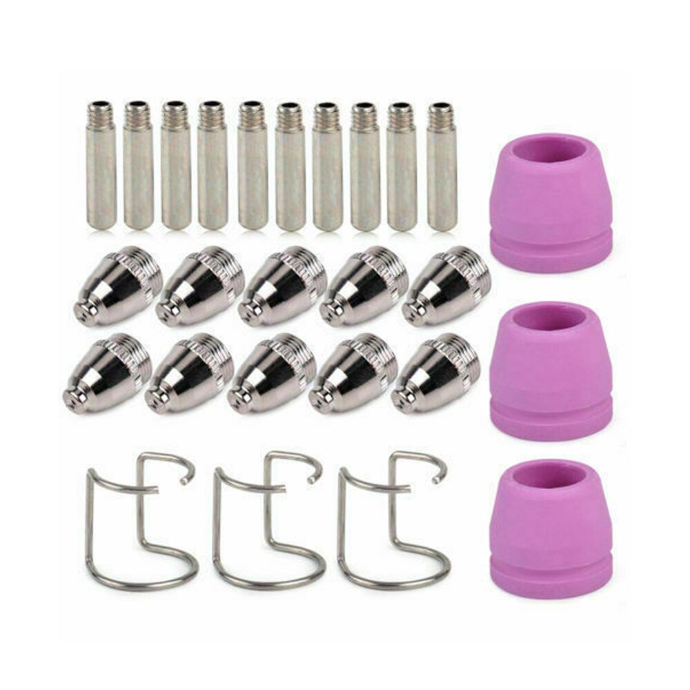 26pcs WSD60 Plasma Cutter Air Plasma Cutting Machine Poilt Arc Nozzles Tips Electrodes Torch Consumables Cups Rings