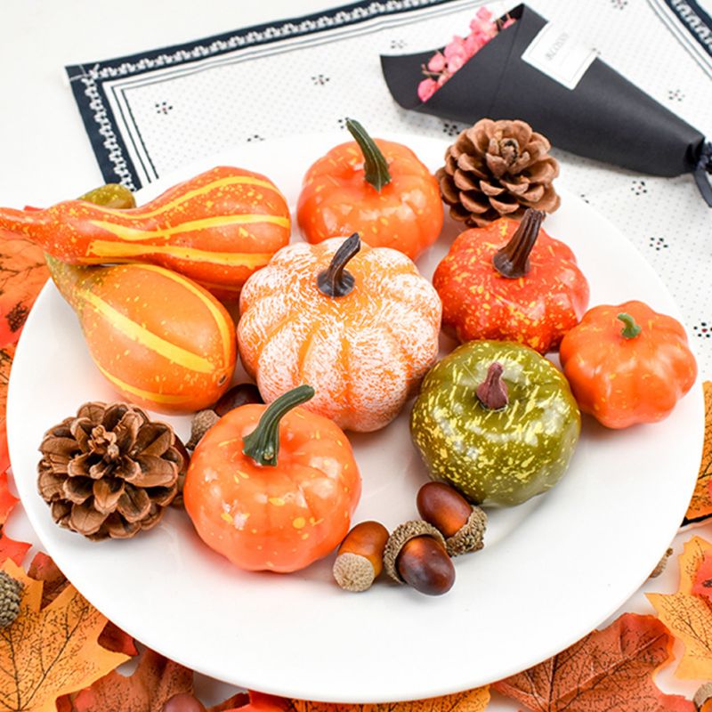 Simulatie Pompoen Gouden Herfst Halloween Pompoen Pompoen Set Thanksgiving Decoratie Pompoen Props Mooie En Mooie