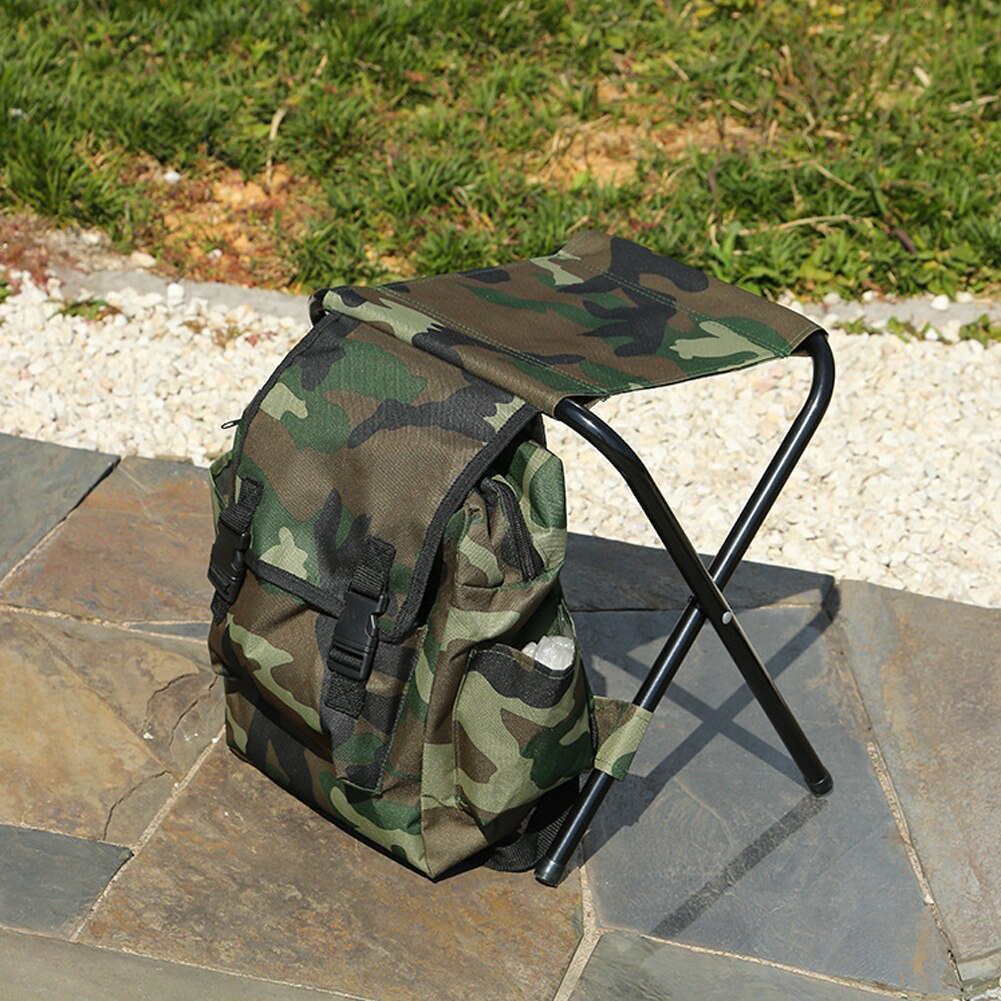 2 In 1 Folding Fishing Chair Bag Fishing Backpack Chair Stool Convenient Wear-Resistantv For Outdoor Hunting Climbing Equipment