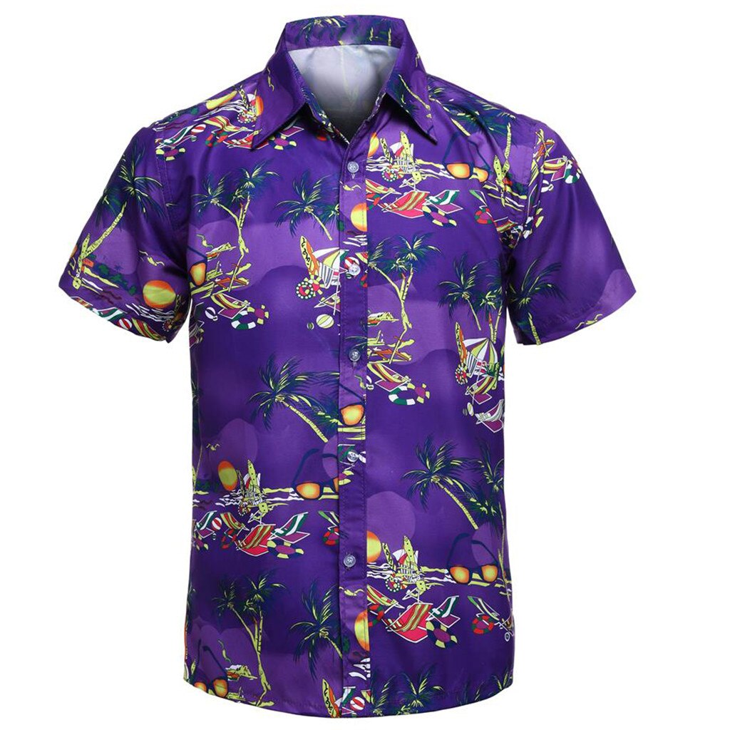 Camiseta primaveral de feitong para hombre con estampado de pareja de piratas de Surf de verano de manga corta Unisex # w45: Púrpura / XL