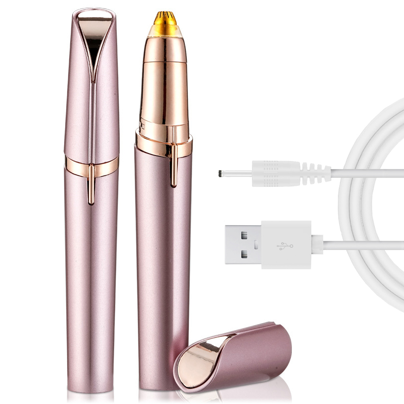 USB Elektrische Wenkbrauw Epilator Professionele Wenkbrauw Trimmer Mini Draagbare Shaper Scheerapparaat Scheerapparaat Voor Make Up Pijnloos Ontharing: Geborsteld Messing