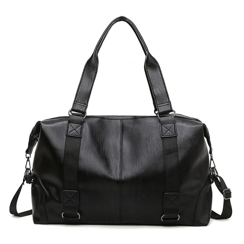 Bolsas deportivas de cuero suave para gimnasio para hombre y mujer, bolsa de hombro de para almacenamiento de Fitness, para viaje, bolsa de equipaje, bolsa de Yoga X56B: Black