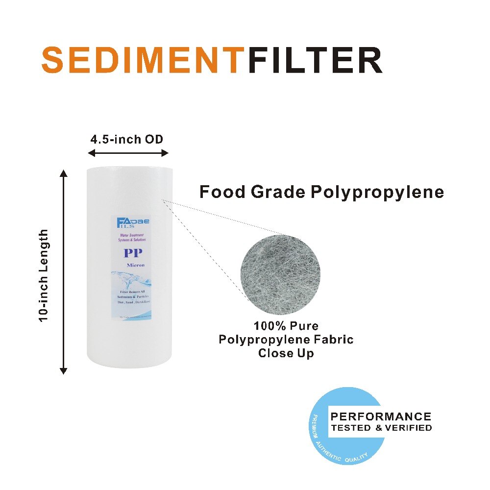 50 Micron Sediment Water Filter Cartridge 10"x4.5",Removes Sand, Dirt, Silt, Rust, made from Polypropylene