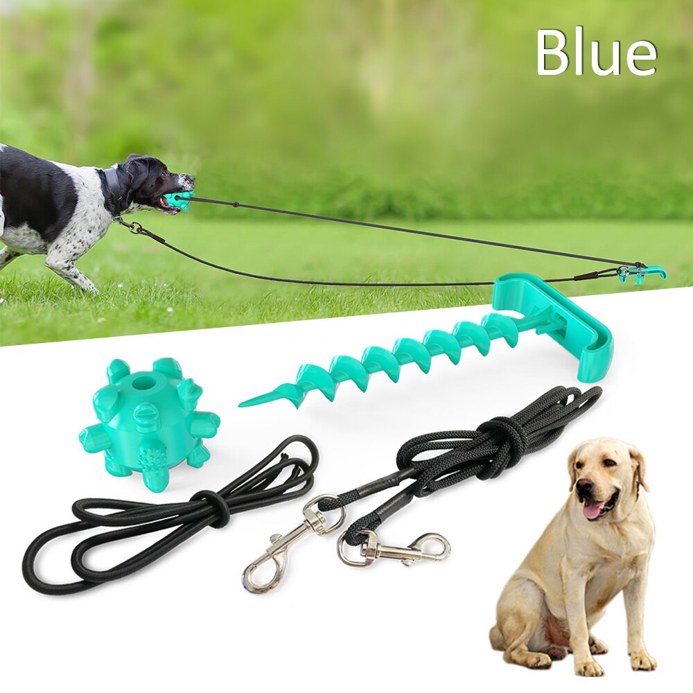 Outdoor Draagbare Tie Down Hond Touw Trekken Met Stuiterende Bal Touw Speelgoed Praktische Tie Up Huisdier Aangelijnd Peg Dierbenodigdheden: blue