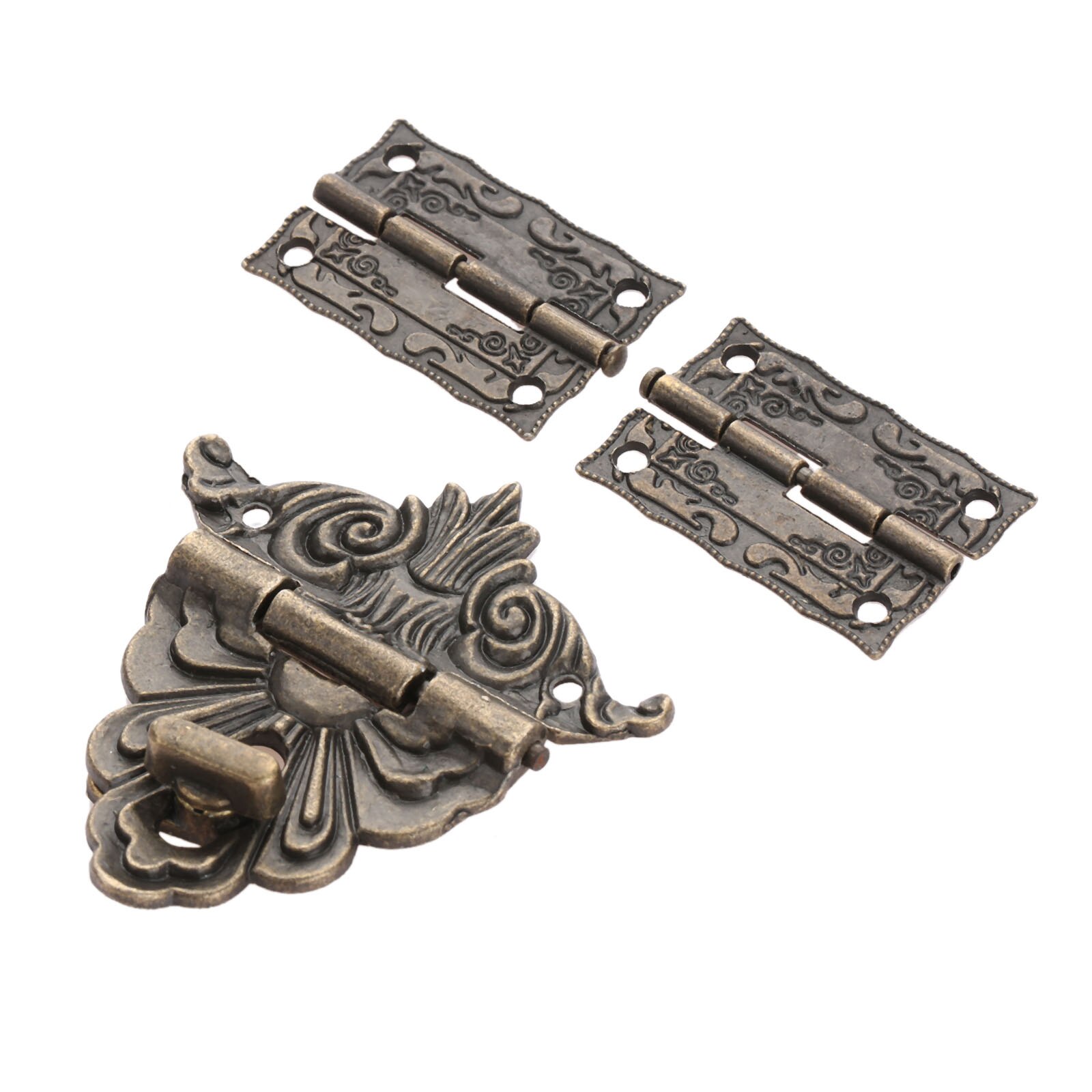 Scharnieren Voor Kasten 10 Stks Antiek Brons Slot Decoratieve Klink Hasps Gesp Hout Sieraden Doos Hangslot 20 Stks Kasten Scharnieren Schroeven Opbergdoos
