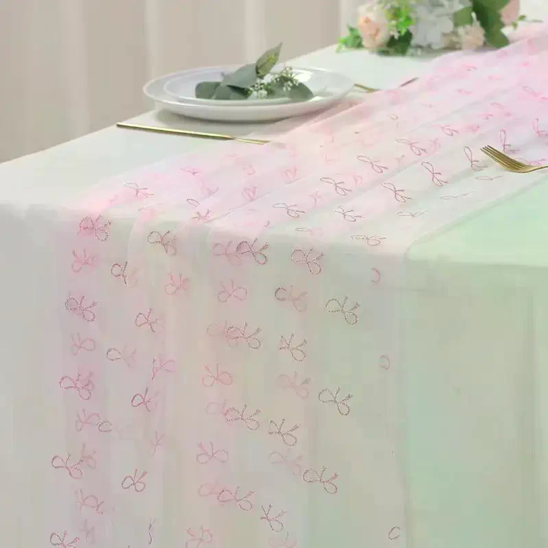 Bow Party Decorations Tafelkleed, Meisje Bow Thema Coquette Verjaardagsfeestje Supplies Tafelkleed, Bow Verjaardag Baby Douche Decorati