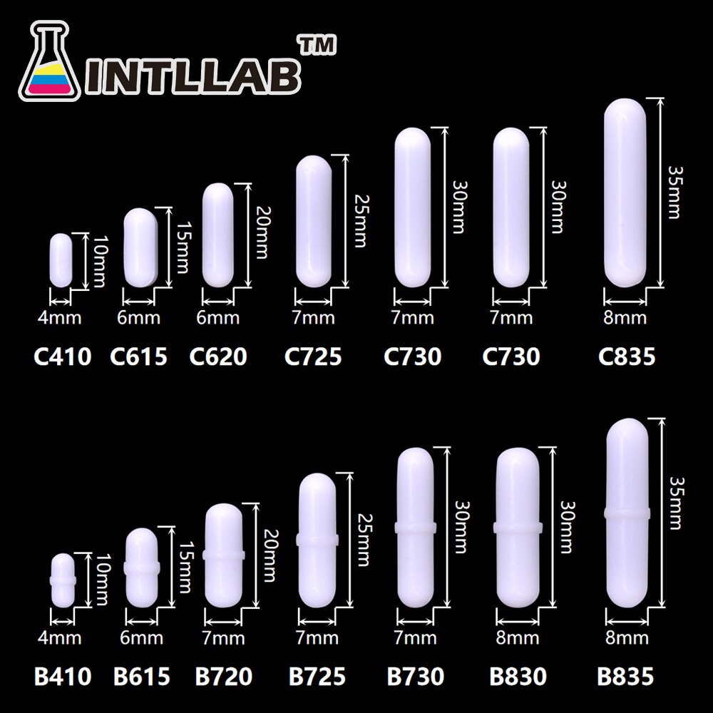 INTLLAB 7pcs Mixed Size Stir bar PTFE Magnetic Stirrer Mixer Stir Bars