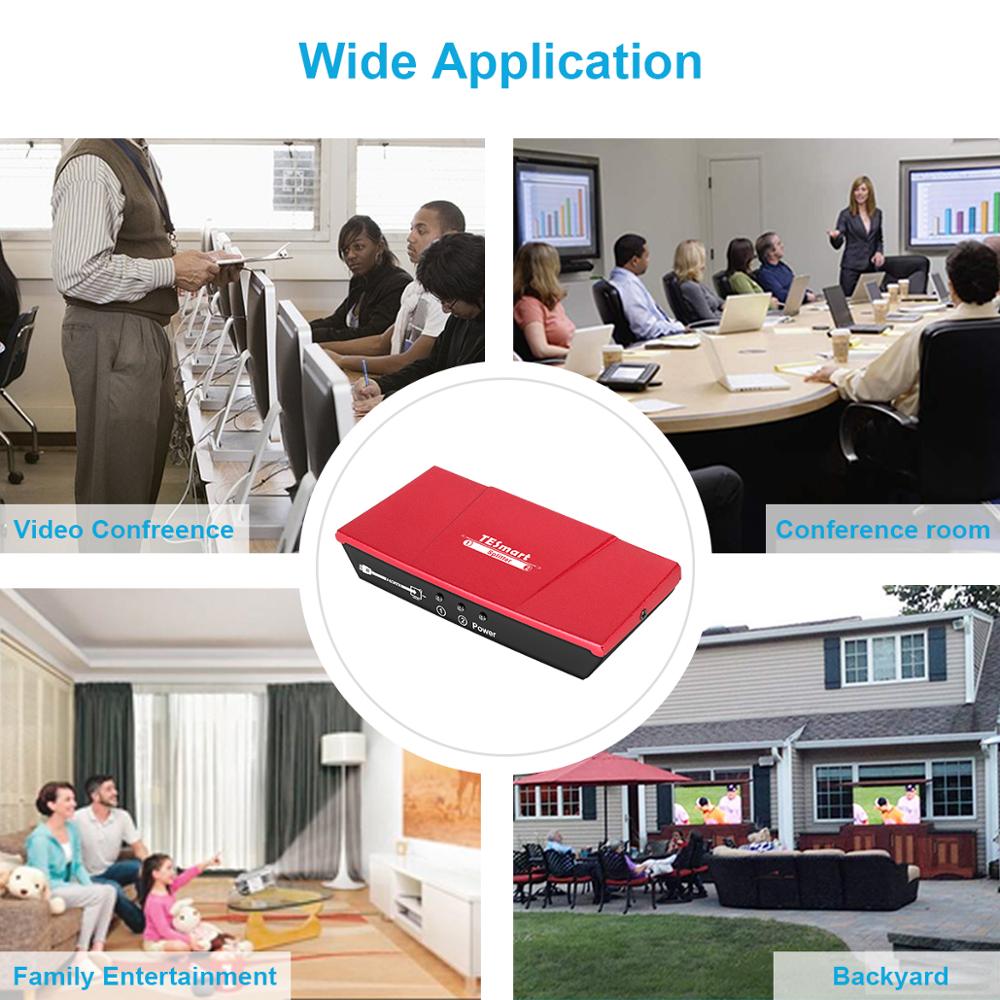 TESmart Mini 2 Port HDMI 1x2 Powered Amplifier Splitter Dual Display with Full HD 4K,1080P, 3D,HDCP, Deep Color,Red