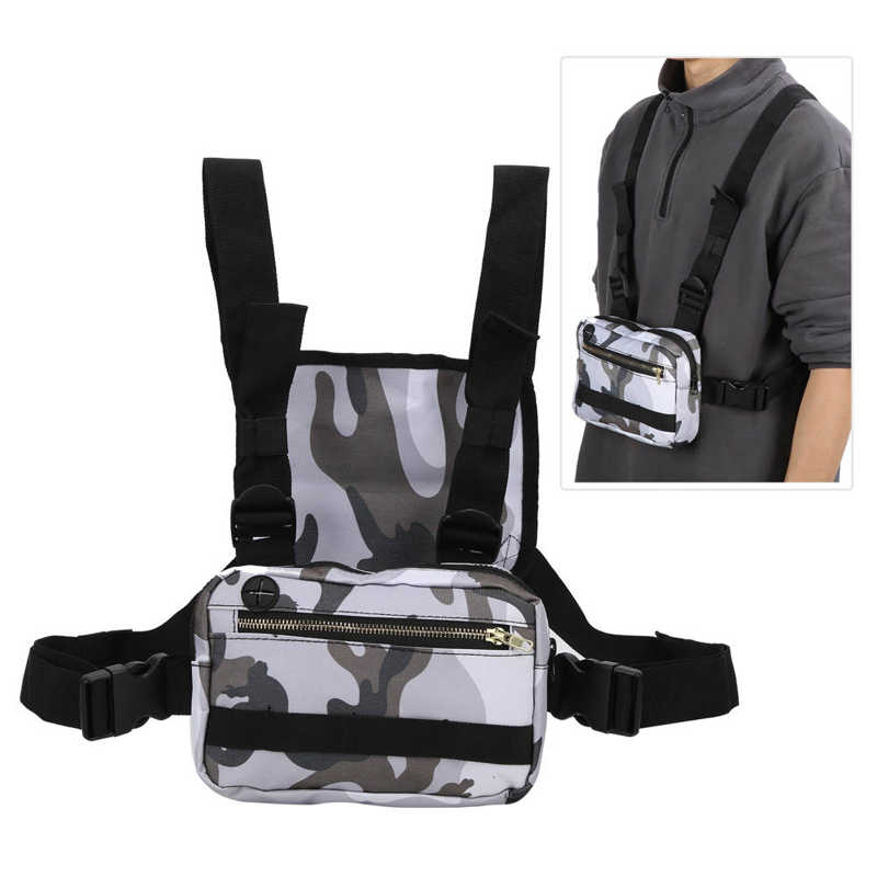 city jogging bag High Stretch Adjustable Chest Rig Bag Multifunctional Chest Front Pouch Outdoor Running Vest Rig Bag Running